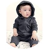 Tovadoo 子供服 ベビー服 男の子 ロンバース 長袖 恐竜　帽子付き　無地 ジッパー 秋冬 カッコイイ ファッション 旅行 保育園　プレゼント 　出産祝い　Zip Clothes Jumpsui