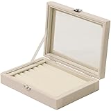 life_mart 指輪ボックス ベルベット調 ジュエリーケース リングディスプレイボックス アクセサリー収納ケース 指輪 収納 ジュエリー (ベージュ)