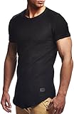 LEIF NELSON メンズ Tシャツ クルーネック オーバーサイズ メンズ 半袖 コットン Tシャツ カルシック オーバーサイズ シャツ 長袖 LN6324 US サイズ: Small カラー: ブラック