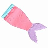 Zoom Cozy Mermaid Tail Blanket,Soft Sleeping Bag for Kids and Teens .Cute Gift(Pink and Purple) (S, 