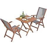 山善(YAMAZEN) ガーデンマスター フォールディングテーブル＆チェア(3点セット) MFT-88192/FT-259DN(GY) グレー