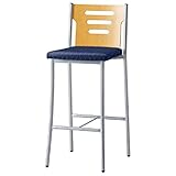 オリバー ダイニング ハイカウンターチェア スチール 布 ナチュラル・シルバー×ネイビー (S・CS-2551・NB・ST+FF-28E)