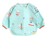 スモック キッズ キッズスモック 子供 食事用 防水エプロン 幼児 水色