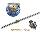 muzata HVLP重力フィードスプレーガンエア3ノズル1.4 MM 1.7 MM 2.0 MM、600 ccカップ Nozzle: 1.7mm MZZ102