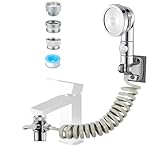 Hefo 蛇口シャワーヘッド キッチン 浴室 増圧蛇口ノズル噴霧器 節水泡沫器 3段水流切替 台所アパート蛇口 節水 省スペースアダプター付 手持ち式 洗面台 シャワーホース 洗面台蛇口に繋げるシャワーヘッド 水漏れ防止 取付け簡単 家庭用 業務用（シルバー）