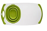 Dexas Over-The-Sink Strainer Grippboard Cutting Board and Strainer White and Green [並行輸入品]