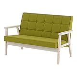 SATO セレノソファ 2人掛けクロス 布グリーン 肘ホワイト