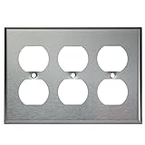 Enerlites二重レセプタクルステンレススチール壁プレート、標準サイズ 3-Gang Stainless Steel 7723