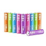 EBL 単4形充電池 カラフル充電式ニッケル水素電池 1100mAh 10本 電池ケース付