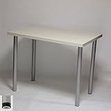 カウンターテーブル 幅100×奥行き65×高さ80cm ホワイト(シルバー脚)アジャスター付