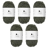 原ウール 毛糸 5玉 ツイード 極太 30g(50m) ウール80% ナイロン20% 6.グリーン