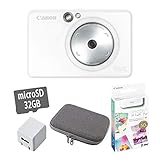 【フォト用紙50枚＆オプション3点付き】キヤノン インスタントカメラプリンター iNSPiC ZV-123-PW パールホワイト (3879C009) (キャノン/Canon/インスピック)