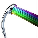 [笑顔一番] お風呂　カラフル 七色 レインボー シャワー ヘッド 電源 不要 時間 変化 タイプ 楽しい バス タイム [A090-09] (七色 レインボー)