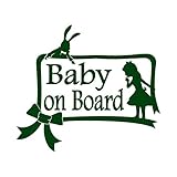 アリス風 Baby on board カッティング ステッカー ダークグリーン 深緑