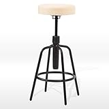 【モダンでおしゃれなバースツール】 重厚感ある雰囲気（脚部マット塗装）クッション座面 アイボリー