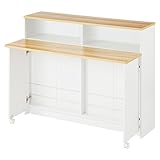 キッチン カウンターテーブル 間仕切りカウンター バタフライ 作業台 〔幅120cm 両面収納〕 ナチュラル