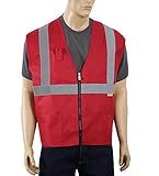 Safety Depot Non Ansi Safety Vest Zipper with Pockets High Visibility Reflective Red A520 (XL) by Sa