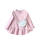 Pojour 春 3-8歳女の子可愛いドレス キッズ 子供服 棉 優れた通気性 ピンク(110cm)