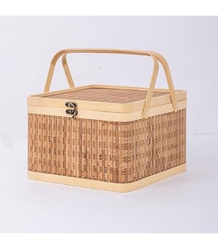 Amazon|自然素材にこだわったかご 竹 かご ハンドル付き 二段 重箱 Amazon|自然素材にこだわったかご 竹 かご ハンドル付き 二段 重箱