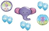 loonballoon Elephant Ellieジャングルサファリ動物園Boyベビーシャワーパーティー9 Mylar &ラテックスバルーン