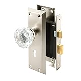 prime-line製品E 2496 Keyedほぞ穴ロックセットガラスノブと、サテンニッケル