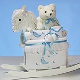 White Wooden Rocking Horse Gift Set for New Baby Boys - Great Shower Gift Idea for Newborns by Baby 