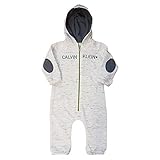 カルバンクライン(Calvin Klein) 男の子用グレー肘パッチxフード付きお出かけ用ロンパース (24months) [並行輸入品]