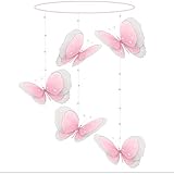 Butterfly Mobile Pink Multi-Layered Spiral Nylon Mesh Butterflies Mobiles Decorations Decorate Baby 