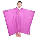 AIRCEE レインコート キッズ 子供用 雨具 超軽量 ポンチョタイプ 薄い型 レインウェア レイングッズ 子供 男女兼用 小学生 通学 通園 (パープル)