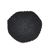 no brand （ブラック）ベレー帽 　透かし　ケーブル ス　クエア編み 　サマーニット　帽子　春　夏