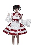 [OMZIN] メイド 服 半袖 コスプレ 衣装 ロリータ 服 ロリータ ドレス チャイナ風 中華風 コスチューム 制服 レディース メンズ セット レッド XL