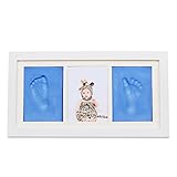 NaiFeiフォトフレームクラシックの幼児の幼児の赤ん坊の男の子/女の子手形またはフットプリントフレーム記念品ギフト (青)