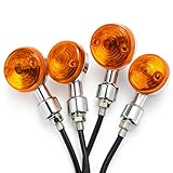 バイク用ミニウインカー 丸型 汎用 M10 正ネジ 12V対応 クロームメッキ×アンバー 2個セット