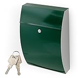 LOWYA （ロウヤ） ポスト 郵便ポスト 郵便受け 鍵付き A4サイズも入る大容量 壁掛け 壁付け スチール グリーン×シルバー