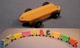 PUZZLE-MAN TOYS W-1605木製玩具 - 名前で\u200b\u200b電車 - フラットカー