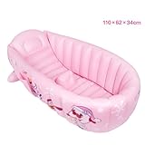 インフレータブルベビーバスタブポータブルミニエアスイミングプール幼児厚い折り畳み式シャワーバスタブ（ソフトクッション中央席あり）（グリーン、ピンク）