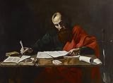 Saint Paul Writing His Epistles – に起因Valentin deブローニュ – Unframed 16" by 12" AC-201511947-1612