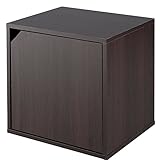 木製 キューブボックス 収納 ボックス シェルフ ディスプレイ 本棚 収納box 〔扉付きタイプ〕 ブラウン