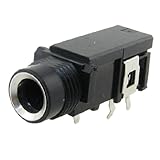 uxcell ステレオジャックPCB組付けコネクタ　イヤホンヘッドジャック ソケット　ヘッドフォンステレオジャック　PCBパネルマウントソケット　ブラック　3ピン　6.5mm