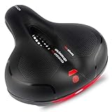自転車サドル ソフトサドル 超肉厚PUレザー 低反発サドルクッション お尻痛くない クッション 衝撃吸収 通気性 穴開き 夜間反射条/レンチ