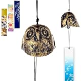 TattiOut 風鈴 鉄器 多種類から選べる 防水短冊3枚つき おしゃれ 癒し音 金属 鋳鉄 涼しい 清涼 いい音 ウィンドチャイム 夏の風物詩 伝統工芸 手作り 人気 かわいい 贈り物 プレゼント TO24CA005 フクロウ ゴールド（小）