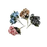 Lovoski 4点セット　造花　人工　シルク製　牡丹　花束　結婚式/ホーム/パーティー用装飾　手芸　画材　材料　道具　デコレーション