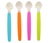 BPA Free Kids Baby Infants Feeding Safety Utensil Flexible Training Bite Soft Tip Spoons (4 Count) b