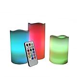本物の蝋 無火炎 無煙 LED祈願キャンドル定時機能 3点セット　本物そっくりの炎　リアルワックス製　バニラの香り　タイマーとリモートコントロールで色が変化