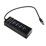 Lovoski 高速5Gbps　4ポート USB 3.0ハブ（黒/白）　携帯型*コンパクト 　PC Mac Laptop Notebook 対応　 - 黒