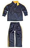 [シメファブリック] ジャージ 上下 セットアップ キッズ ジュニア ブリスタースーツ 体操服 男の子 女の子 ラインジャージ パンツ 140cm 542322【ネイビーxイエロー】
