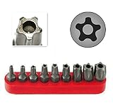 RamPro 9Pc Torx Star 5 Point, Security Tamper Proof, Driver Bit Set - T10, 15,20,25,27,30,40,45,50 -