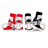 Waddleユニセックス新生児赤ちゃんソックスRattle Socks Baby Bootiesかわいい動物スポーツ2pk 0-12 Months ホワイト WAD-KITC-BASEBALL