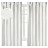 Hansleep 完全遮光カーテン リネン生地 柄 2枚組 幅100cm丈200cm アイボリーホワイト 断熱 防寒 防音 省エネ 厚手 無地 おしゃれ 洗える リビング用 (アイボリーホワイト, 幅100cm×丈200cm)