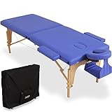 軽量 折りたたみ マッサージベッド キャスター付 キャリーバック (保証付き) ブルー